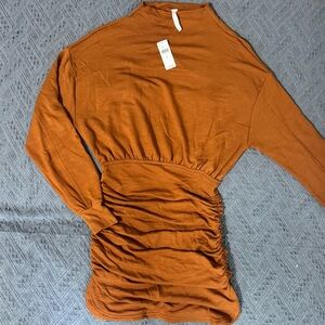 Anthropologie Long Sleeve Dress in Rust Orange